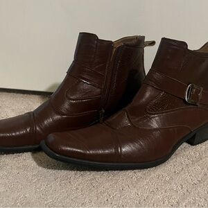 Deli Aldo Square Toe Elegant Brown Leather Men's Boots 9.5